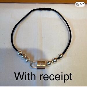 Louis Vuitton Lock It Bracelet Silver & Black Cord